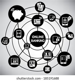 online banking network, info graphic