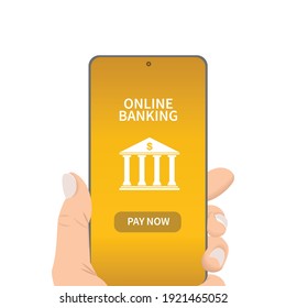 Online banking on smartphone.Online payment isolated on white background.Vector illustrator.