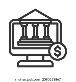 Online Banking Outline Icon Vector Illustration