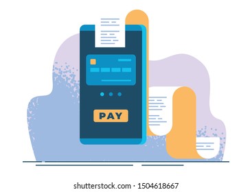 Online Banking. Payment for services by phone. Vector illustration