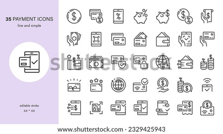 Online Banking and Payment Vector Icons Set. Credit Card and Cash, Savings, Secure Payment, Fast Transfers, Contactless Payment, Cashback, Mobile Banking, QR Code, Gift Cards, Digital Currencies.