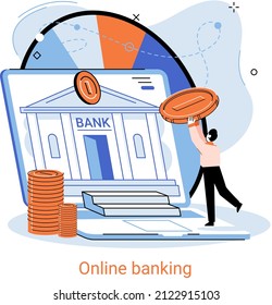 Online Banking Plattform Metapher, Remote Bank Service, Online-Transaktionssystem für mobile Investitionen und Zahlung. Bankgeschäfte, Devisenwechsel, Scheckkonto, Depositenverwaltung, elektronischer Geschäftsverkehr