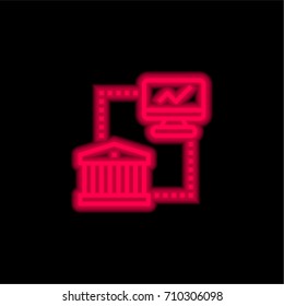 Online banking red glowing neon ui ux icon. Glowing sign logo vector