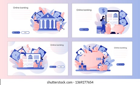 Online banking. Screen template for mobile smart phone, landing page, template, ui, web, mobile app, poster, banner, flyer. Flat style. Vector illustration