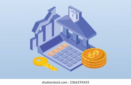 Online Banking, Secure Account, Deposit Protection.on blue background.3D design.isometric vector design Illustration.