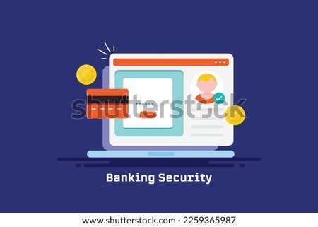 Online banking security, Internet banking, Secure online transaction, electronic transaction - flat design vector illustration on isolated background