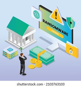 Online banking security threat isometric 3d vector concept for banner, website, illustration, landing page, flyer, etc.