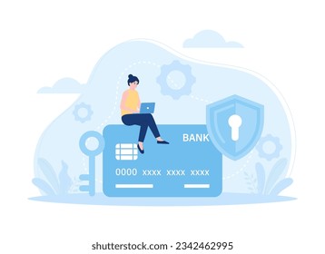 Ilustración plana del concepto de tendencia de la seguridad bancaria en línea