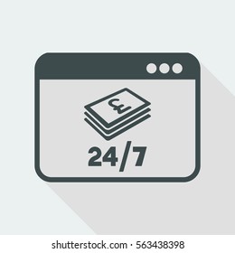 Online banking service 24/7 - Sterling - Vector flat icon