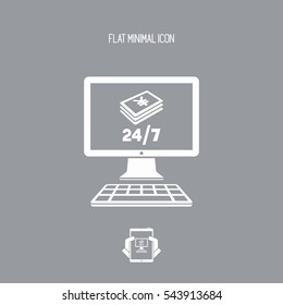 Online banking service 24/7 - Yen - Vector flat icon