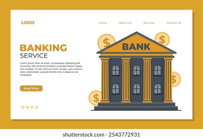 Online banking service Landing page Set about banking and finance. Flat design vector illustration.