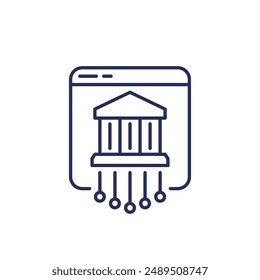 online banking services line icon on white