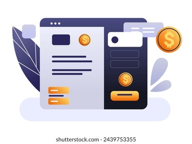banca en línea aplicación de pago de monedero inteligente fintech concepto de inversión empresarial horizontal