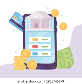 online banking smartphone electronic internet money payments vector illustration