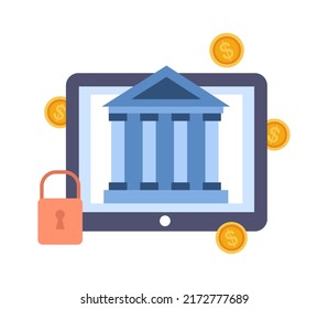 Online banking tablet. Vector illustration