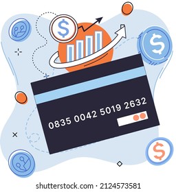 Online banking technology. Concept of electronic payment and transaction. Bank card and dollar coin. Accumulation of funds, wealth. Passive income, sending money, investment strategy, saving account