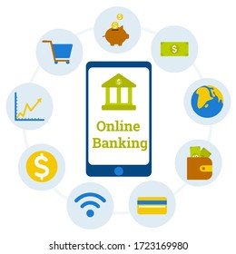 Online banking theme, flat style, vector icon for infographics, websites, mobile and print media.
