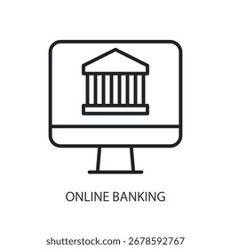 Iconos de vector de línea delgada de banca en línea