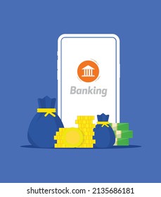 online banking. Banking through mobile concept vector