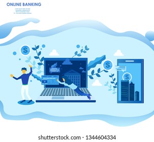Online banking. Vecor flat isometric concept.