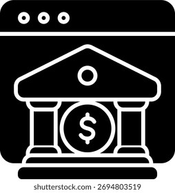Diseño de Vector bancario en línea en estilo moderno, concepto de finanzas digitales y transacciones de dinero, ilustración de pago comercial. Icono de glifo
