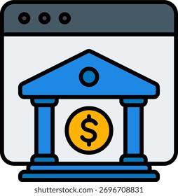 Online-Banking-Vektordesign im modernen Stil, digitales Finanz- und Geldtransferkonzept, sichere Zahlungsanzeige. Füllzeilensymbol