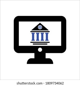 banco de iconos de vector de banca en línea 