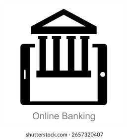 Diseño de concepto de icono de Vector bancario en línea