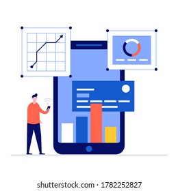 Online banking vector illustration concept with characters. Modern flat style for landing page, mobile app, poster, flyer, template, web banner, infographics, hero images.