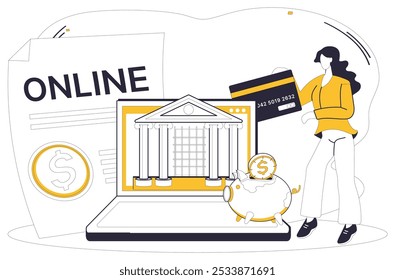 Online banking vector illustration. Conduct your financial symphony with precision through strings online banking Embrace digital evolution as online banking becomes backbone e commerce