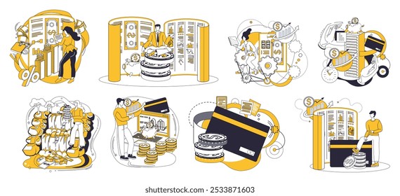 Online banking vector illustration. In digital ballet transactions, online banking pirouettes gracefully as lead dancer The internet becomes playground for financial ballet, choreographed by online