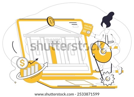 Online banking vector illustration. E businesses thrive in vibrant garden online banking, where transactions bloom The currency future flows seamlessly through conduits secure online banking