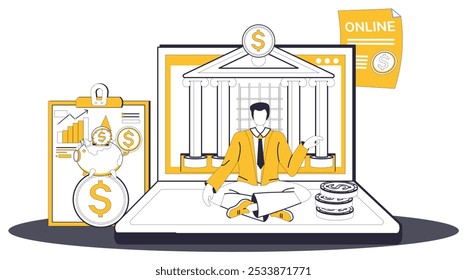 Online banking vector illustration. The symphony financial transactions plays harmoniously in digital orchestra online banking Digital wallets twirl in ballet online banking, securing heartbeat