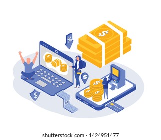 Online Banking vector isometric illustration
