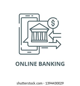 Online banking vector line icon, linear concept, outline sign, symbol