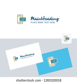 Online banking vector logotype with business card template. Elegant corporate identity. - Vector
