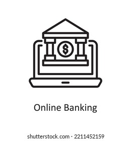 Online Banking Vector Outline Icon Design illustration. Banking and Payment Symbol on White background EPS 10 File