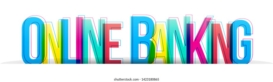 Online Banking vector text isolated on a white background. Banner typography card