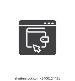Icono de vector de cartera bancaria en línea. signo plano relleno para concepto móvil y diseño web. Icono de glifo de saldo de cuenta. Símbolo, ilustración del logotipo. Gráficos vectoriales