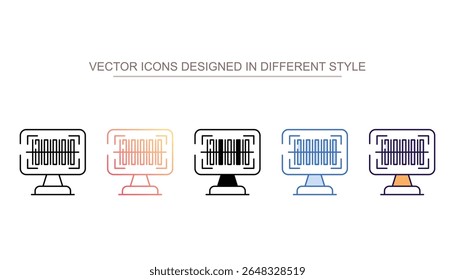 Design de ícone de código de barras on-line com ilustração de estoque de fundo branco