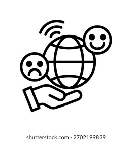 Ilustração de vetor de linha de ícone de comportamento online