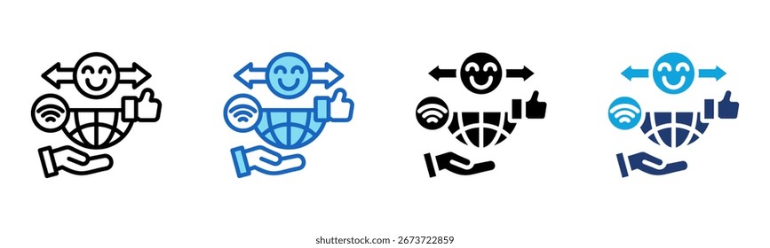 ícone Comportamento online Ilustração de vetor com vários estilos