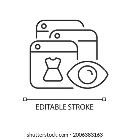 Online behavioral tracking linear icon. Targeting advertisement. Preference marketing. Thin line customizable illustration. Contour symbol. Vector isolated outline drawing. Editable stroke