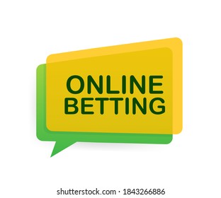 Online betting. Flat web banner with red bet now on white background for mobile app design. Vector stock illustration.