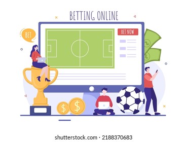 Online Betting Sports Game with Gold Coins and Live Bet Application Service Sport Broadcast in Hand Drawn Cartoon Flat Illustration