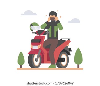 Online bike transportation wearing a face mask vector illustration