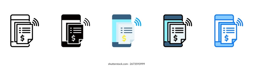 Online Bill Icon Multiple Style Vector Illustration