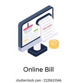 An online bill isometric icon 

