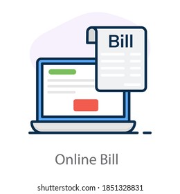 Online bill payment icon in flat design, e commerce concept vector 