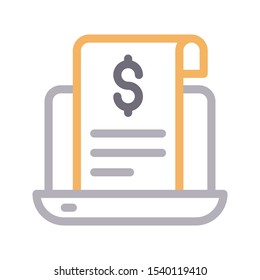 online bill vector color line icon